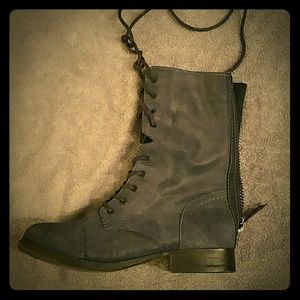 Navy blue combat boots womens
